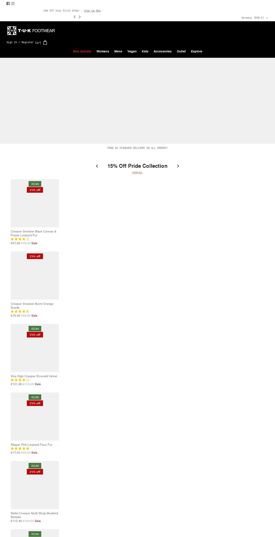 tukshoe.eu shopify website screenshot