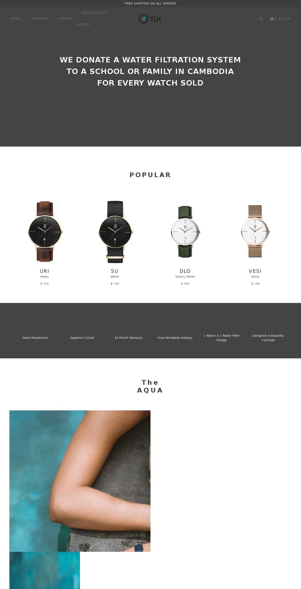tukwatches.com shopify website screenshot