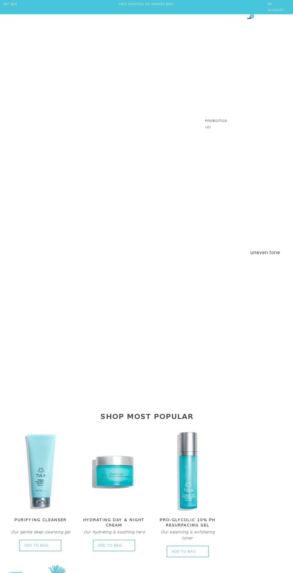 tulafaceproducts.com — Shopify storefront screenshot