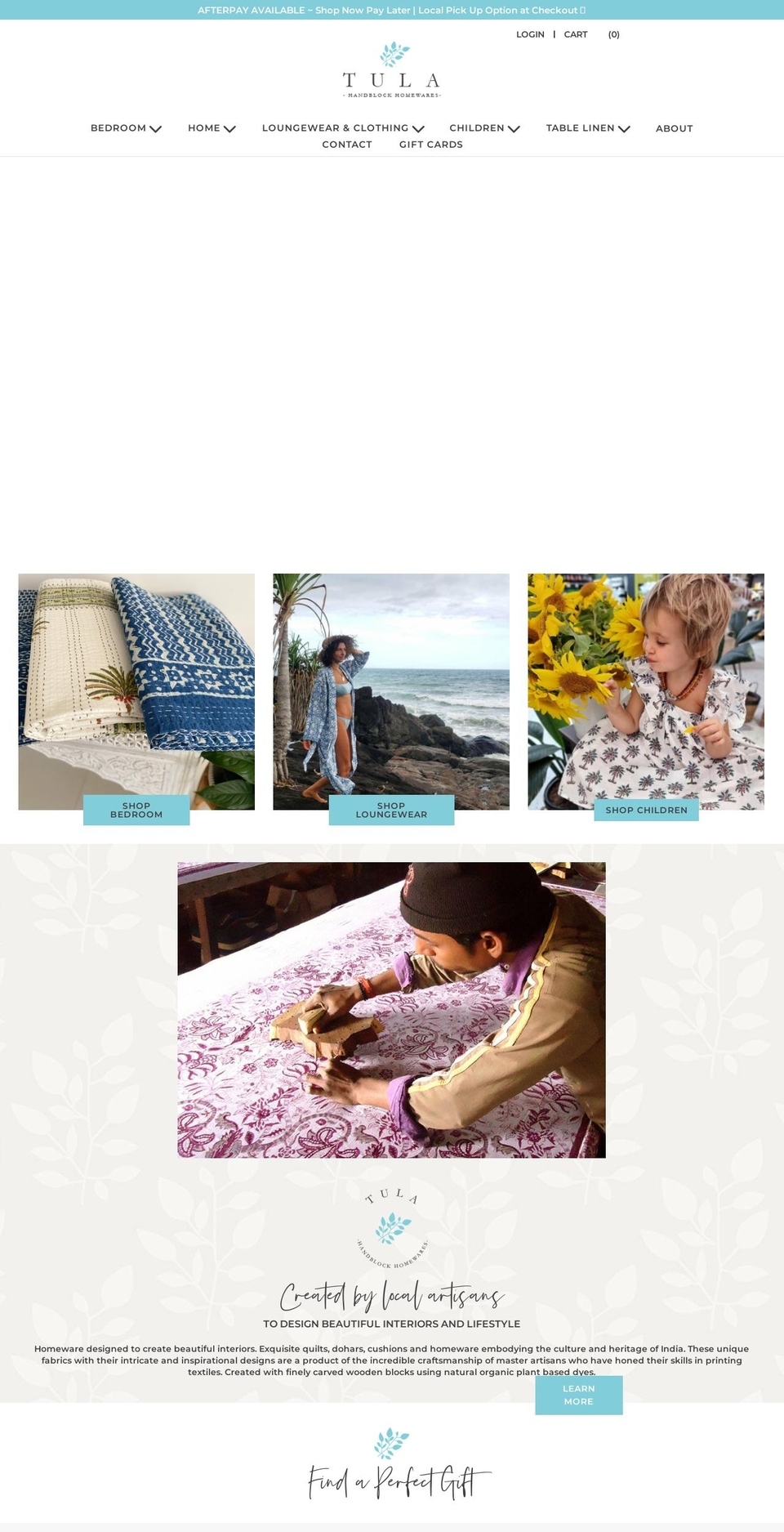 tulahome.com.au shopify website screenshot