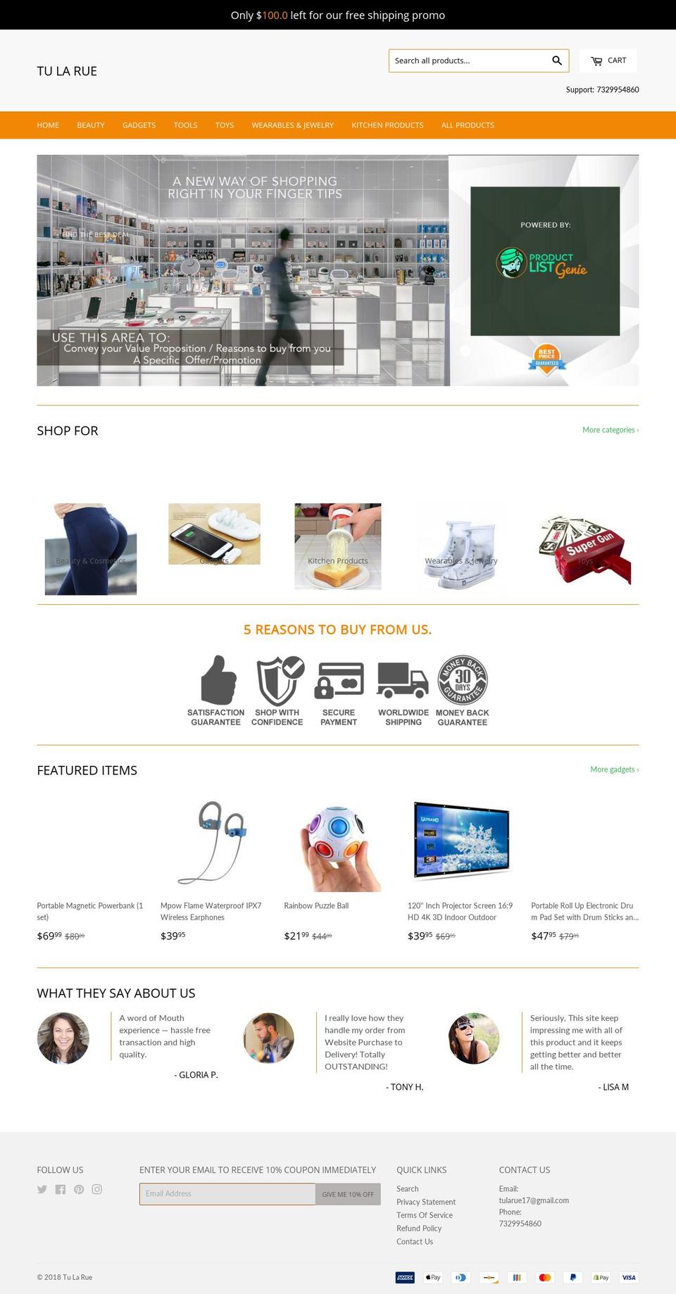 tularue.com — Shopify storefront screenshot