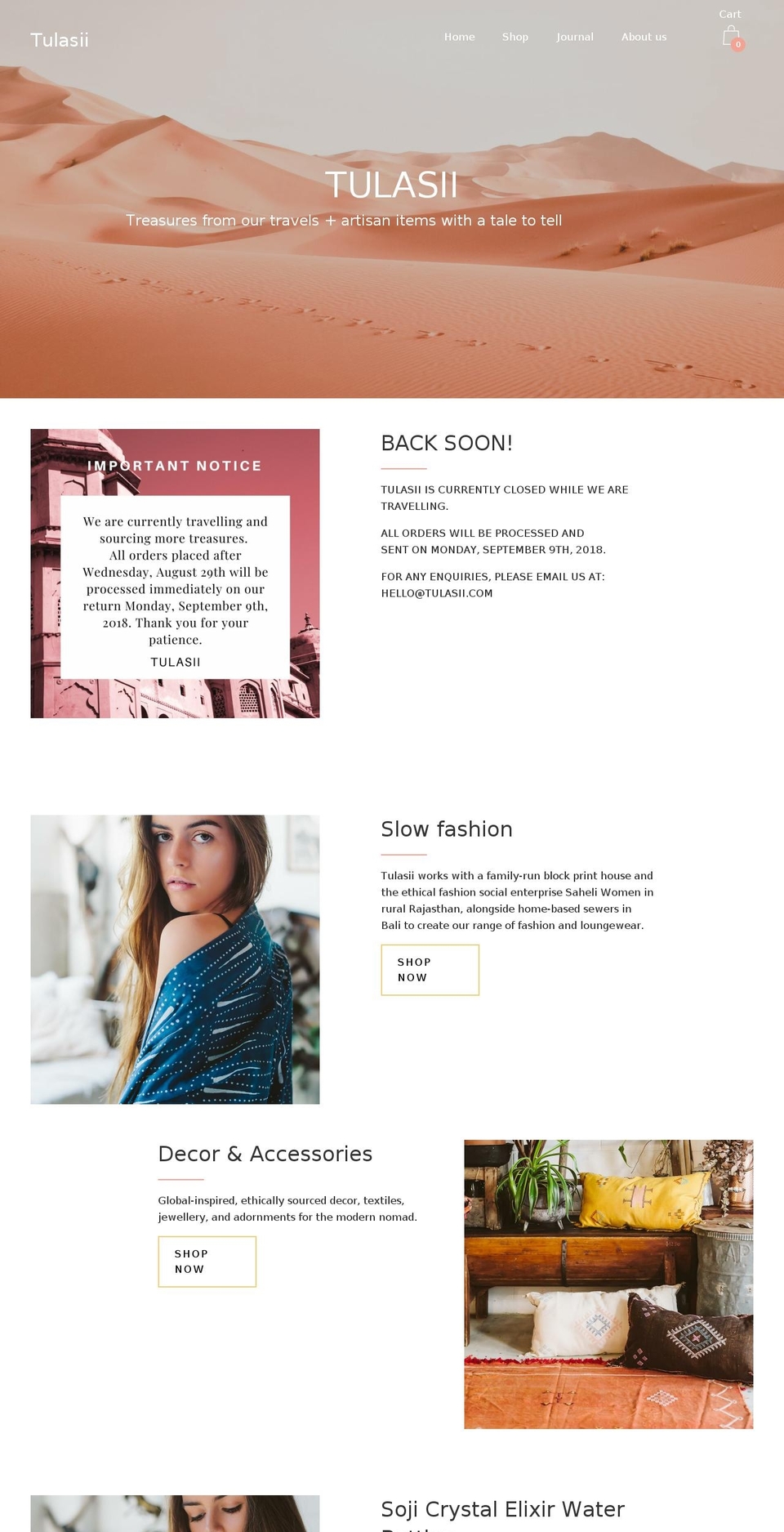 tulasii.com — Shopify storefront screenshot