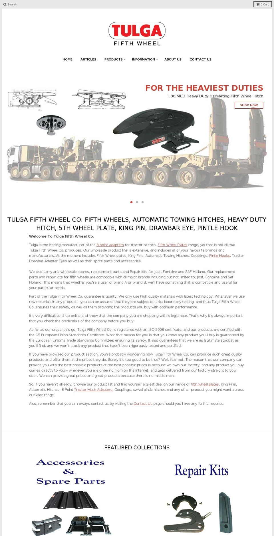 tulgafifthwheel.com shopify website screenshot