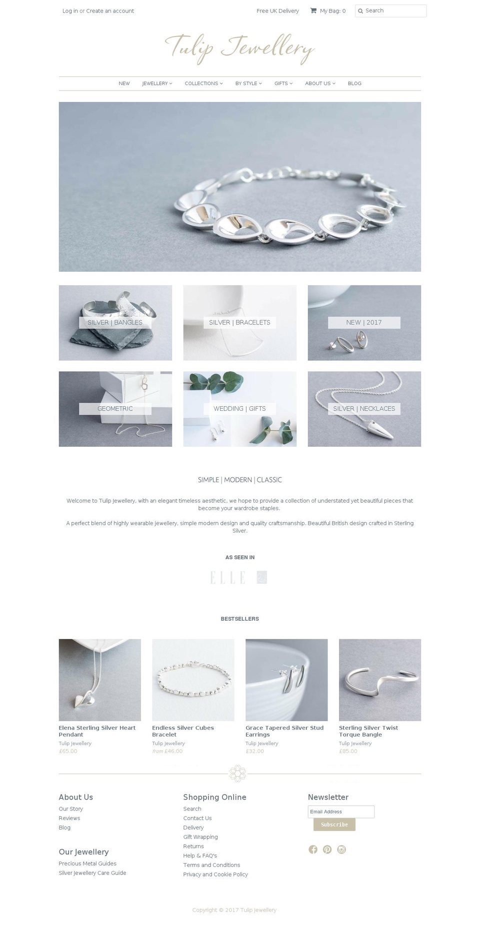 tulipjewellery.co.uk shopify website screenshot