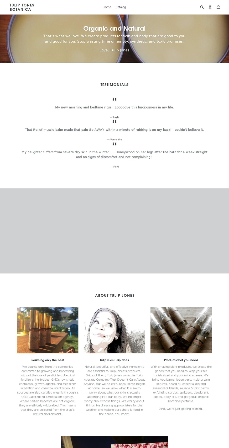 tulipjones.com shopify website screenshot