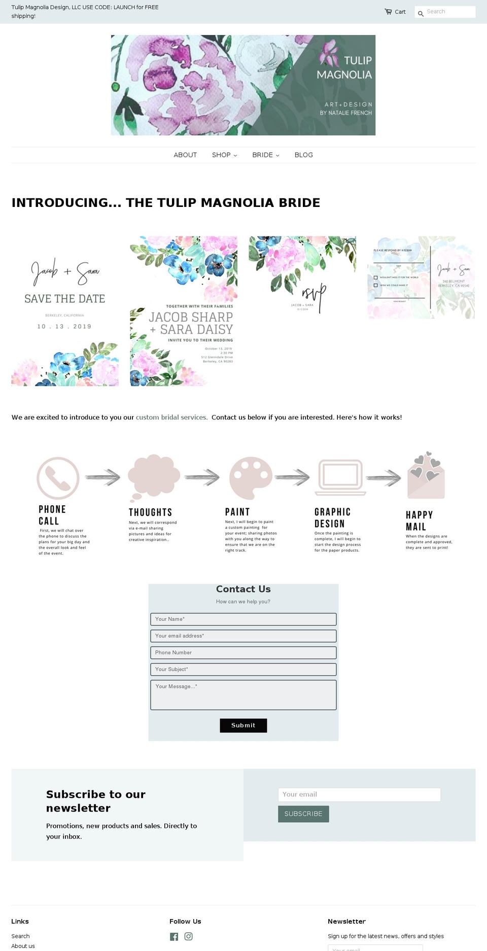 tulipmagnoliadesign.com shopify website screenshot