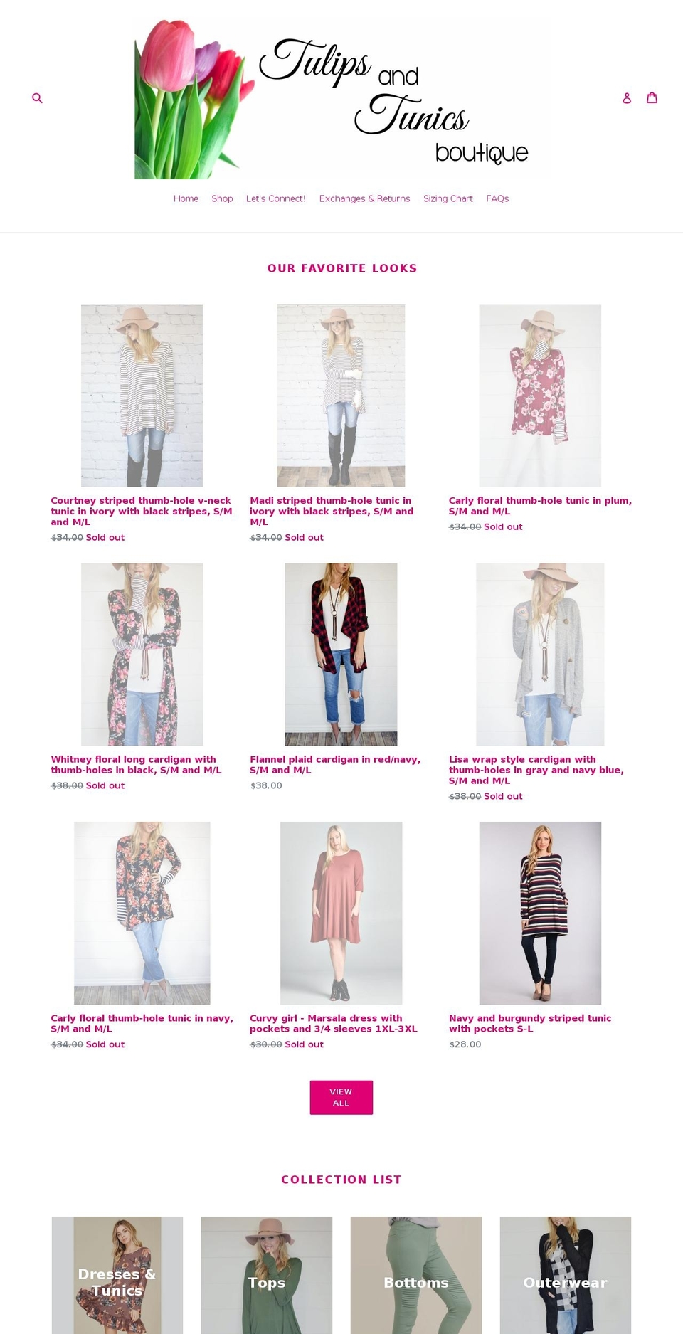 tulipsandtunics.com — Shopify storefront screenshot