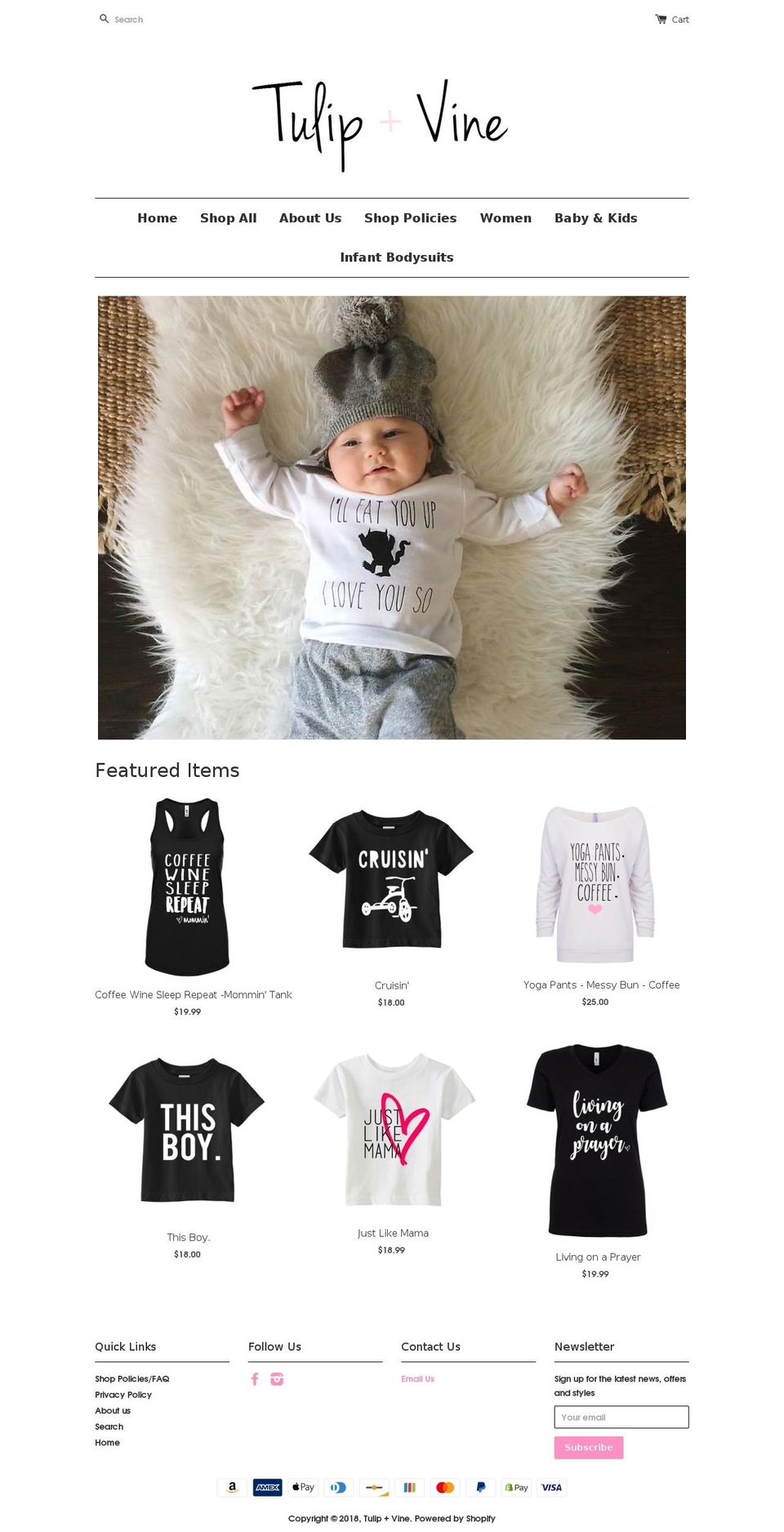 tulipvine.net shopify website screenshot