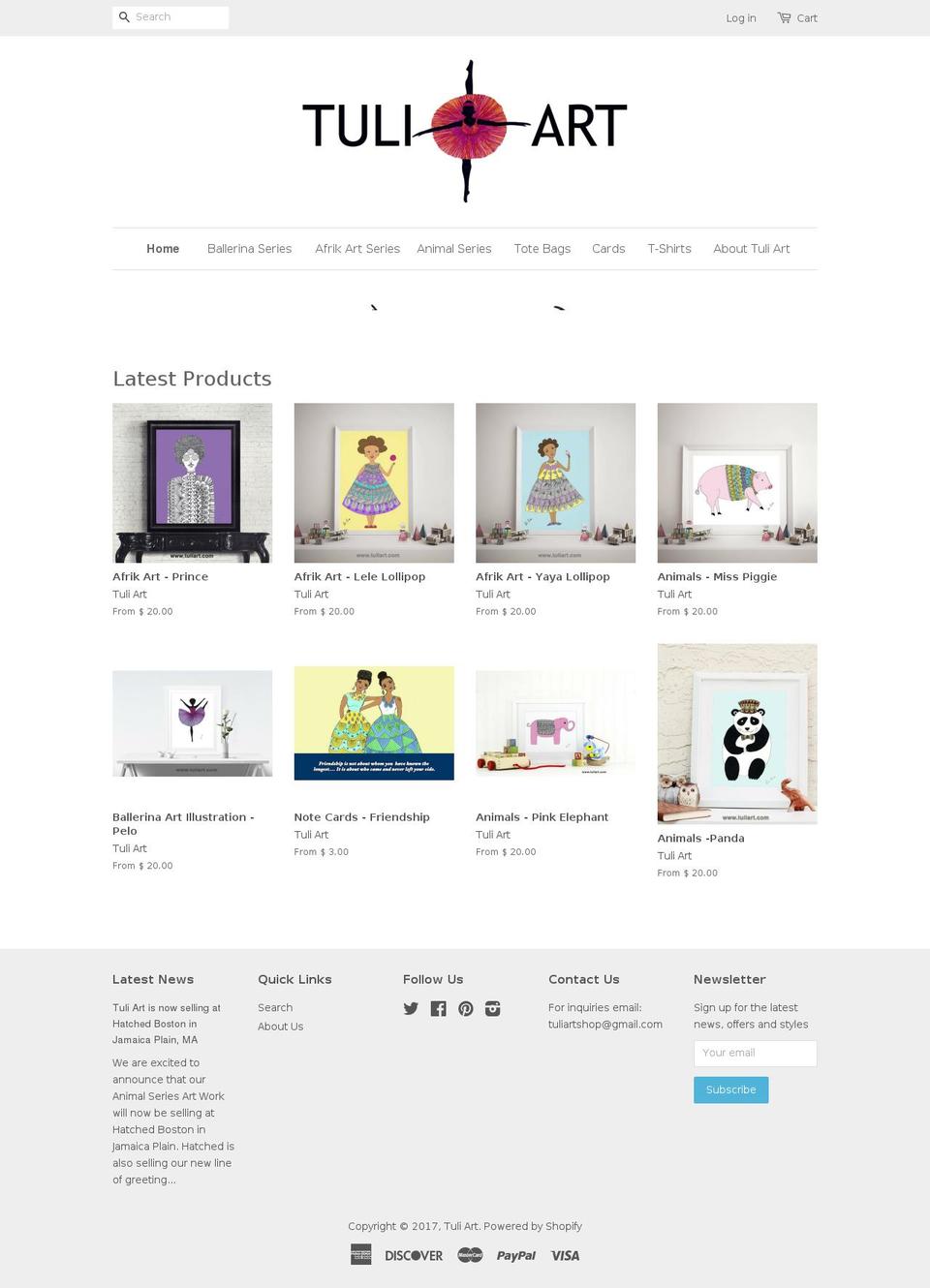 tulisart.com shopify website screenshot