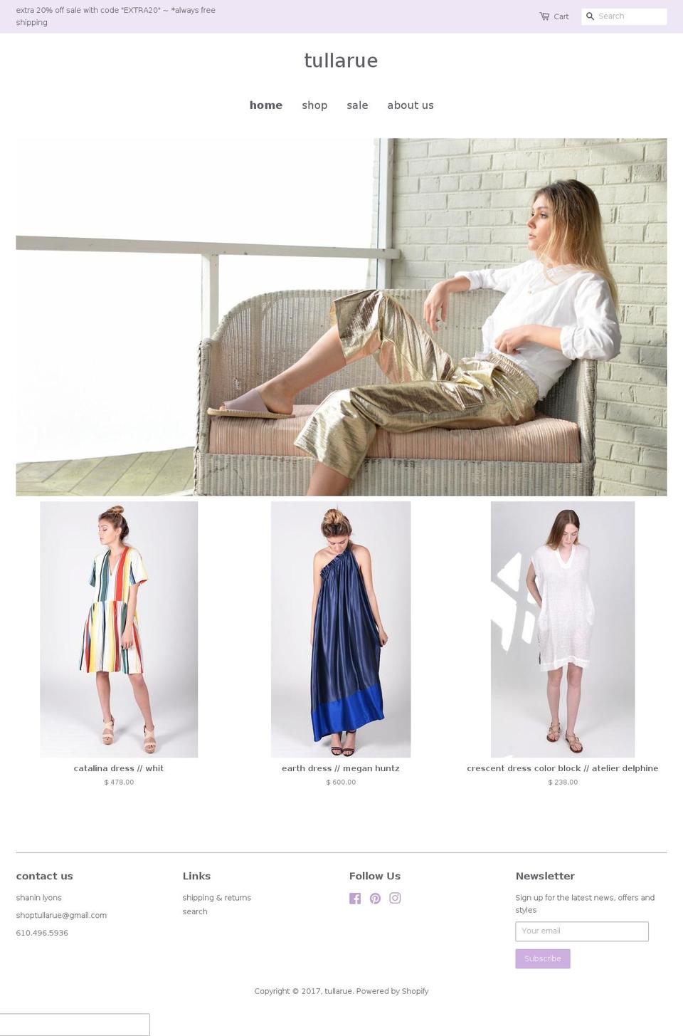tullarue.com shopify website screenshot