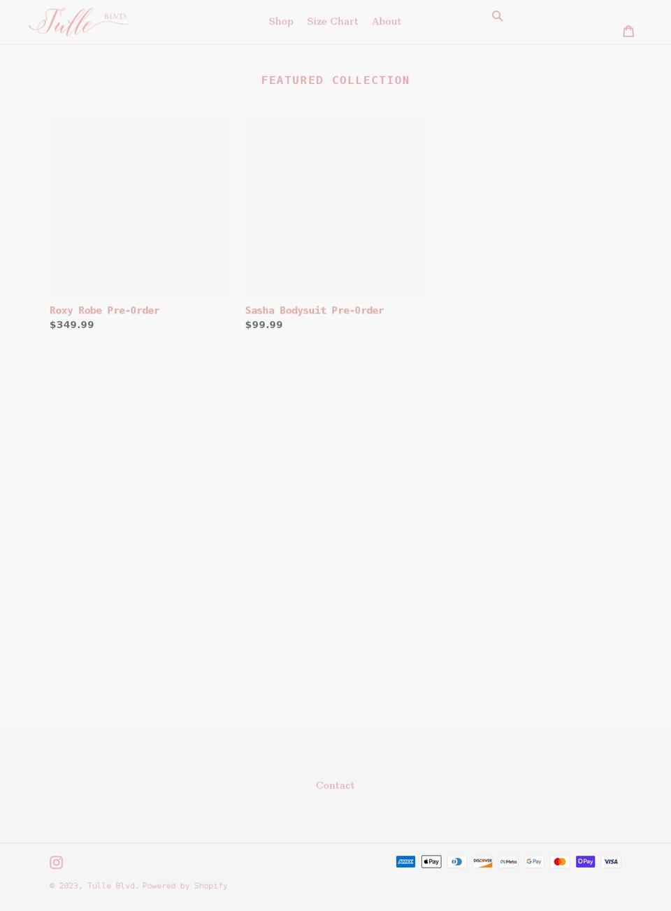 tulleblvd.com shopify website screenshot