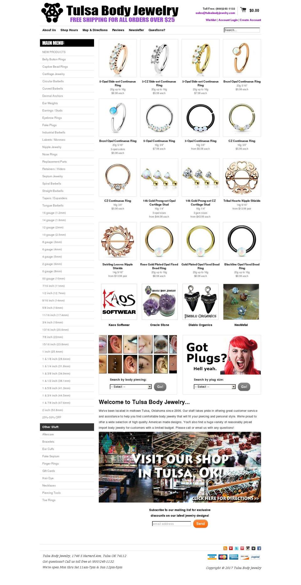 tulsabodyjewelry.com shopify website screenshot