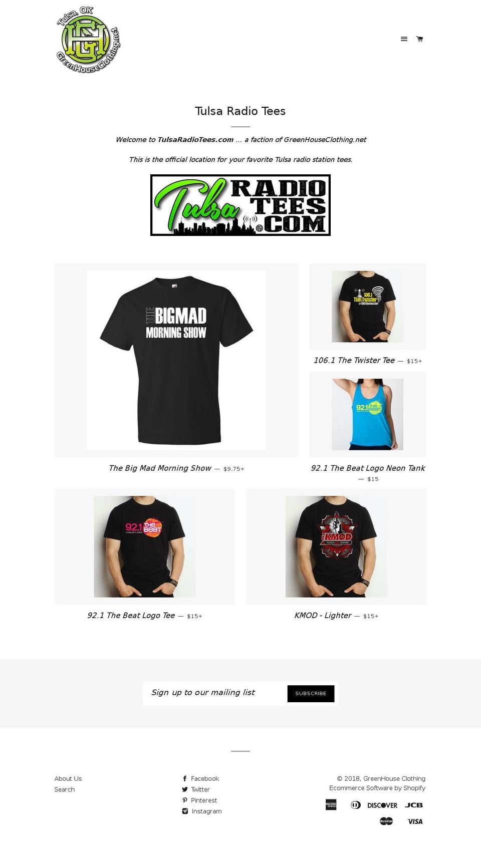 tulsaradiotees.com — Shopify storefront screenshot