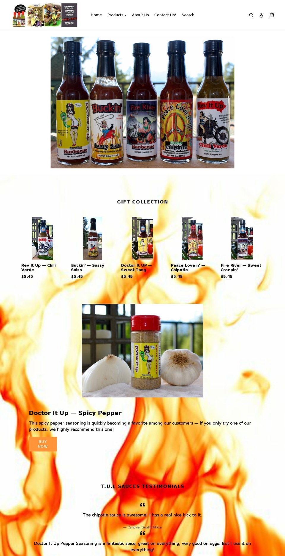 tulsauces.com — Shopify storefront screenshot