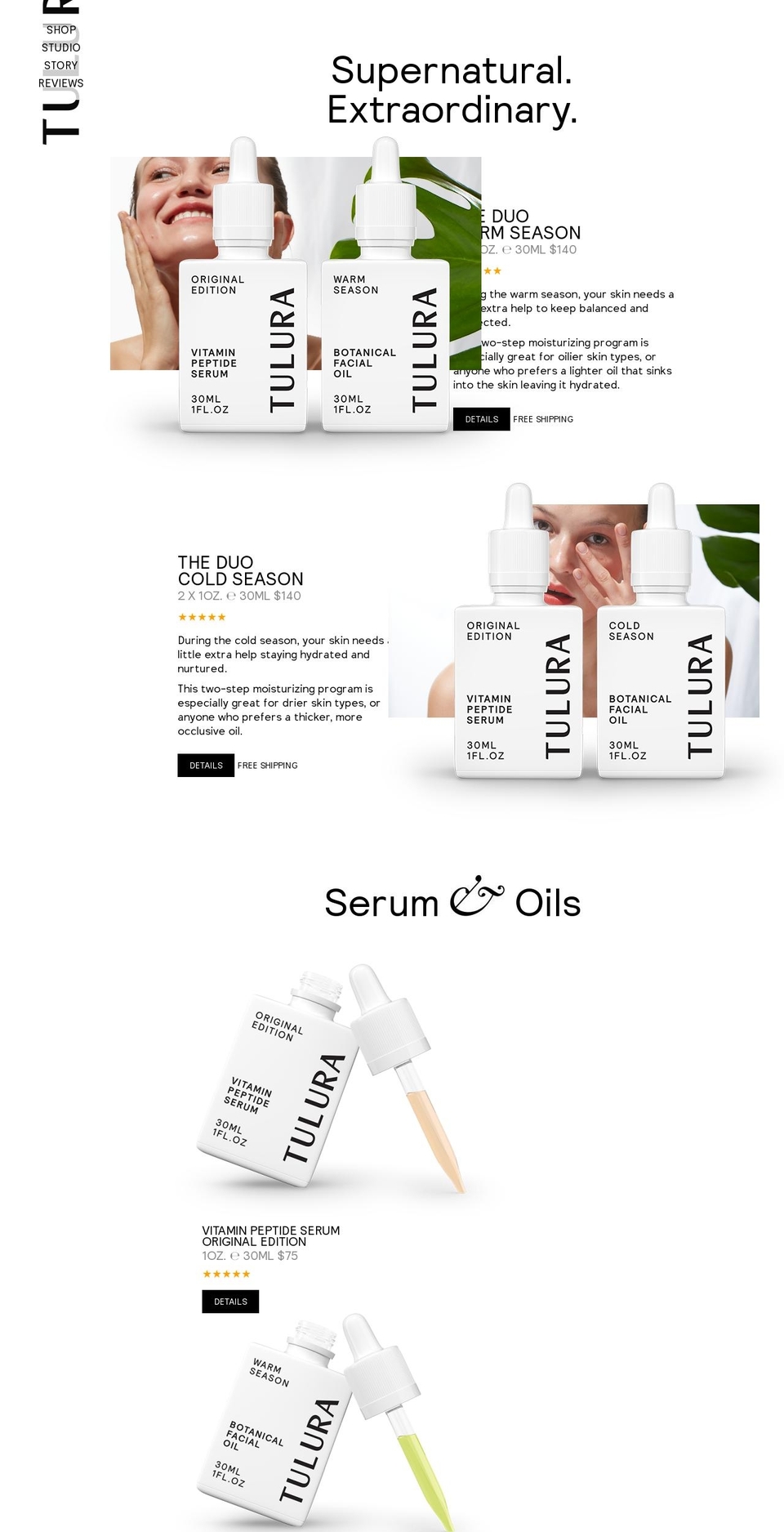 tulura.com shopify website screenshot