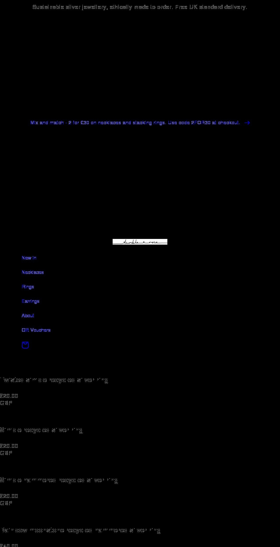 tumbleandrose.co.uk shopify website screenshot