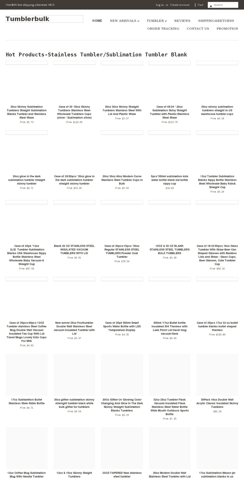 tumblerbulk.com shopify website screenshot