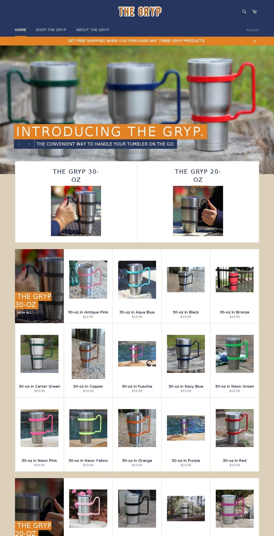 tumblergrip.com shopify website screenshot