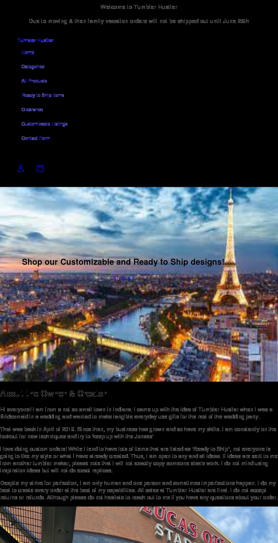 tumblerhustler.shop shopify website screenshot