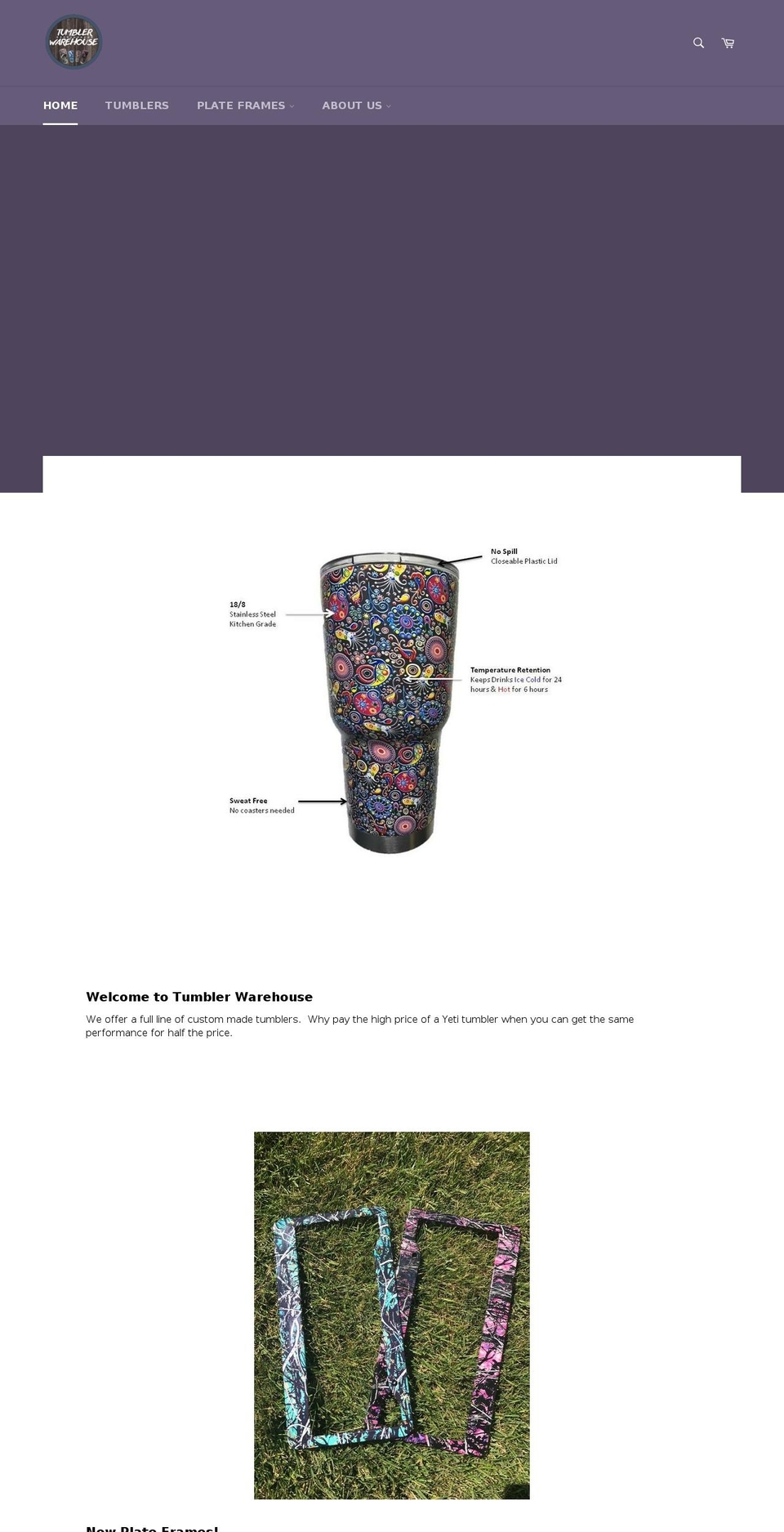 tumblerwarehouse.com shopify website screenshot