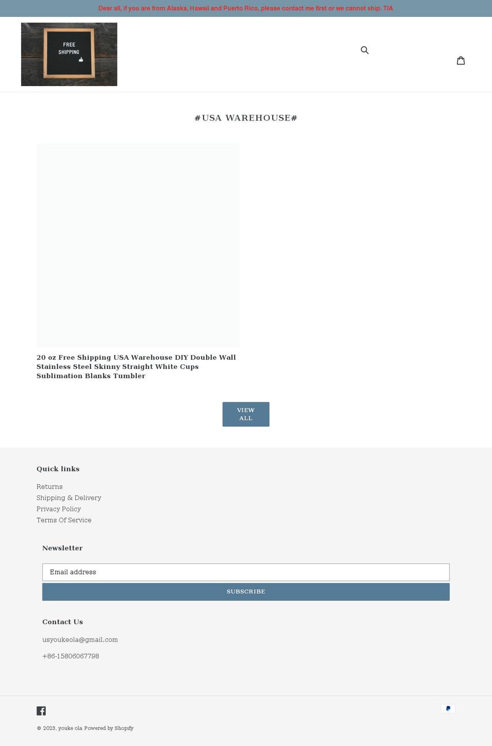 tumblerwholesale.com shopify website screenshot