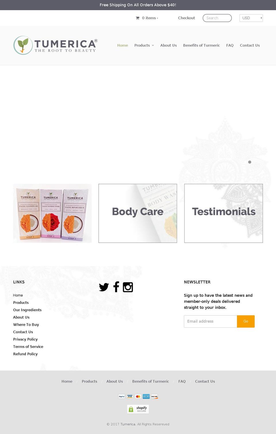 tumericanow.com shopify website screenshot