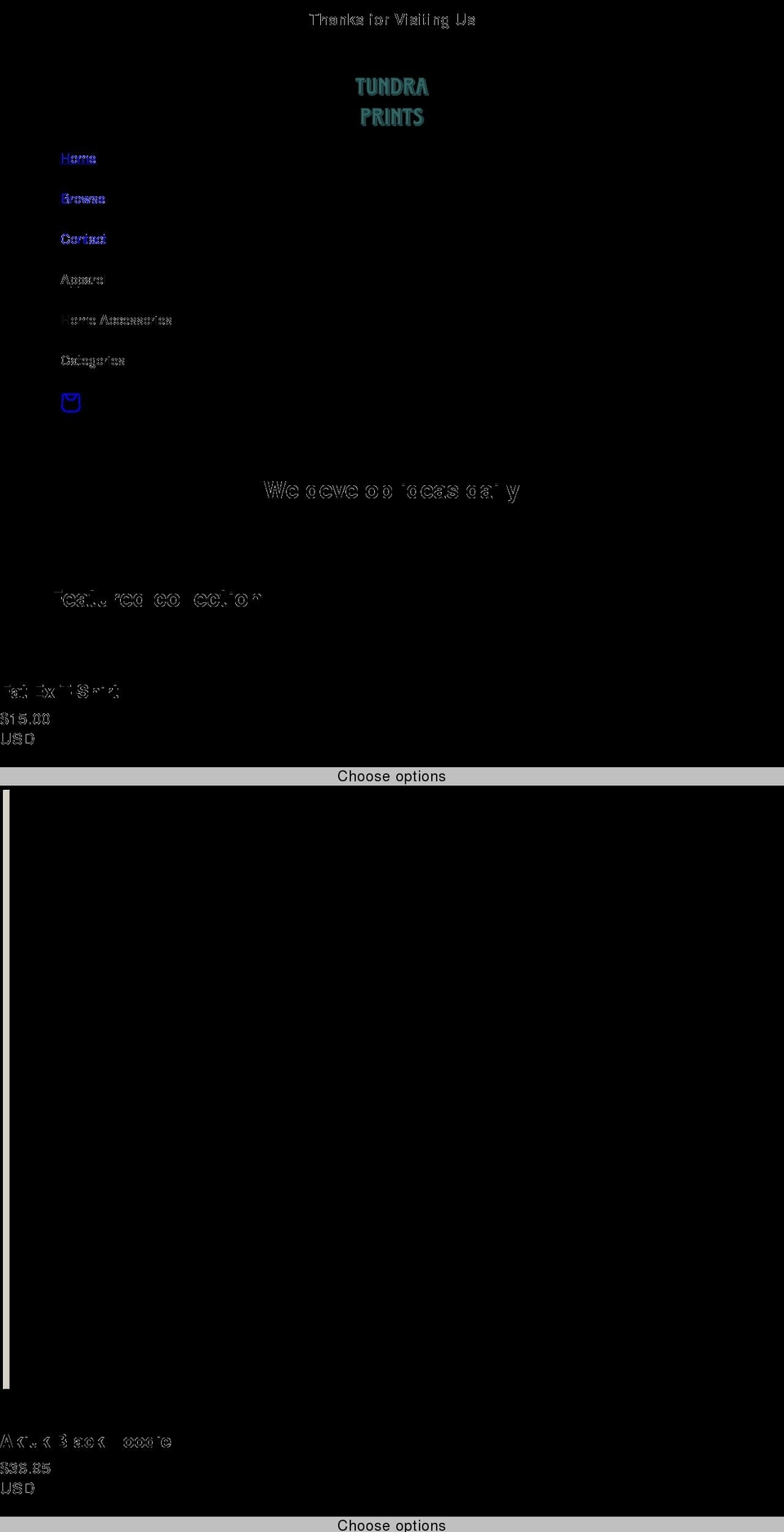tundraprints.com shopify website screenshot