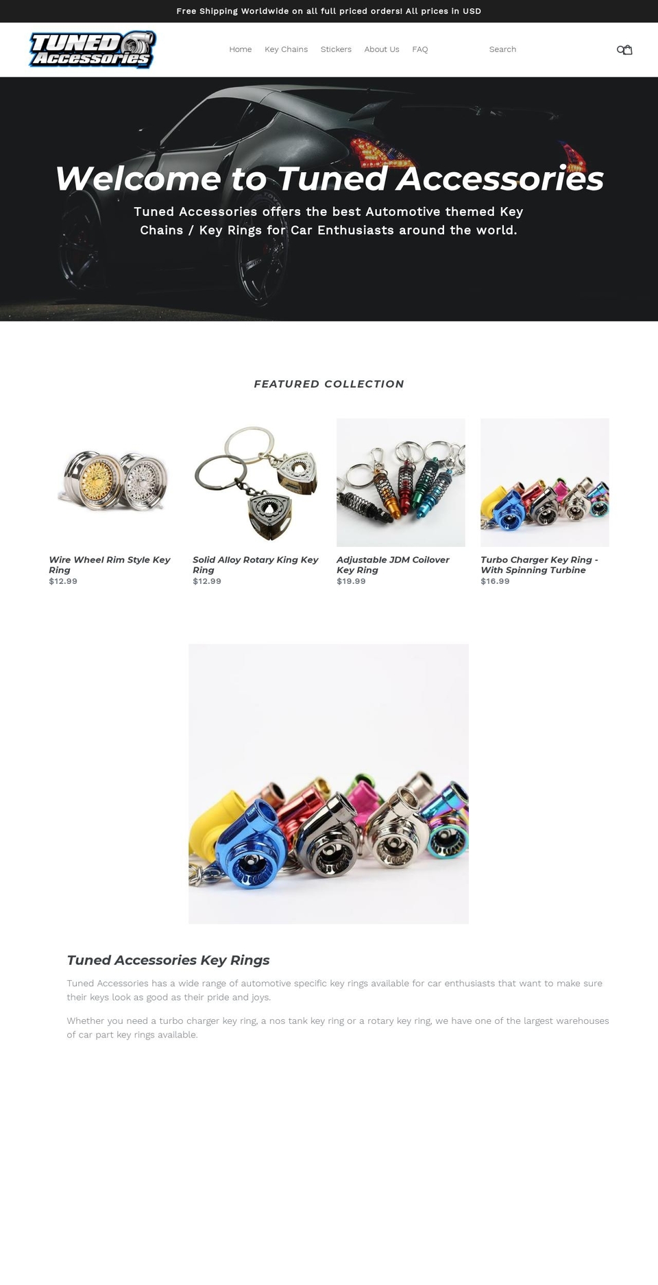tunedaccessories.com — Shopify storefront screenshot