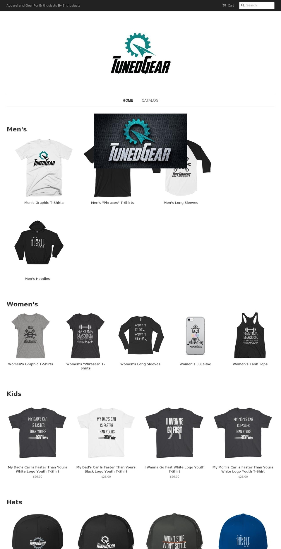 tunedgear.com — Shopify storefront screenshot