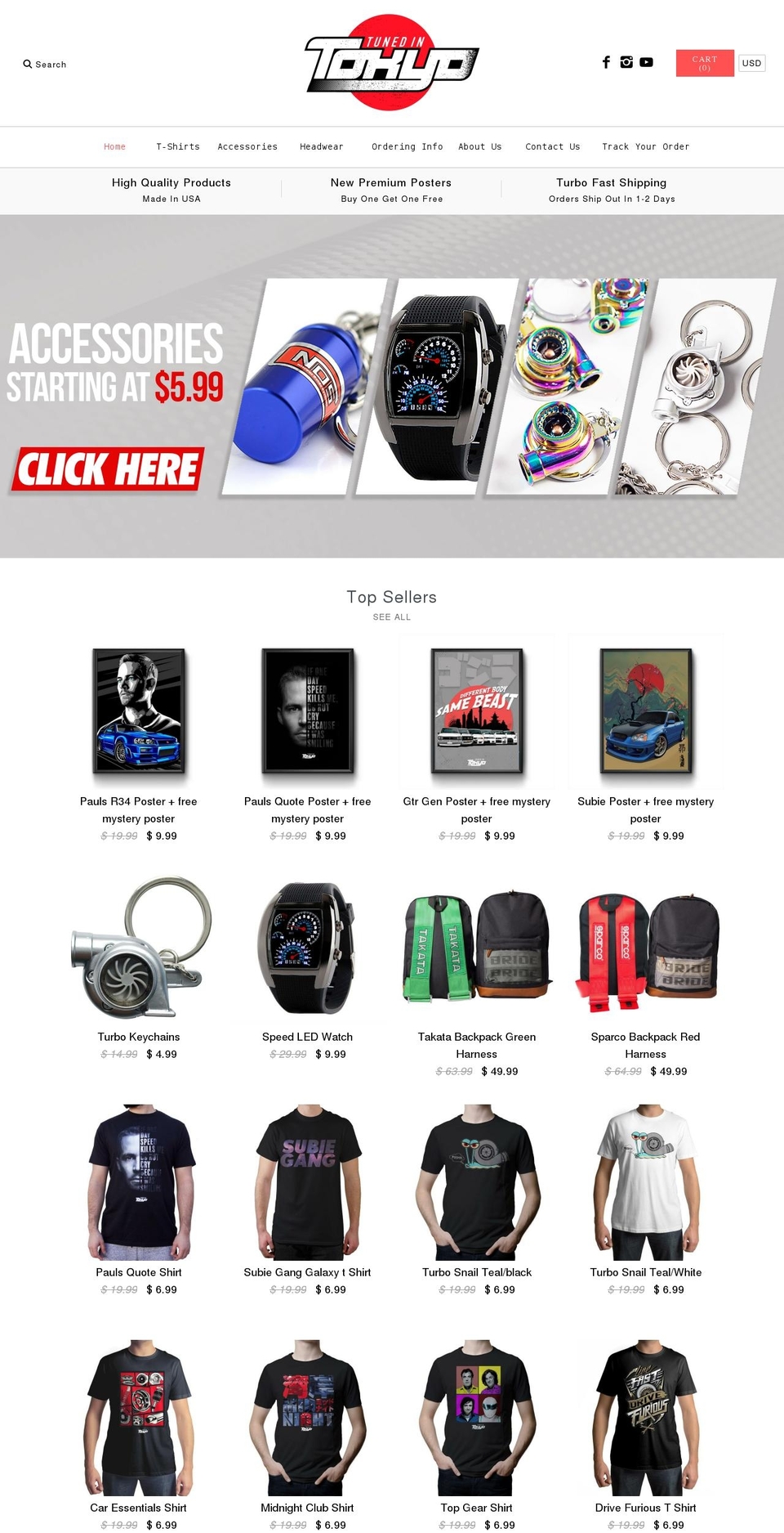 tunedintokyo.com shopify website screenshot