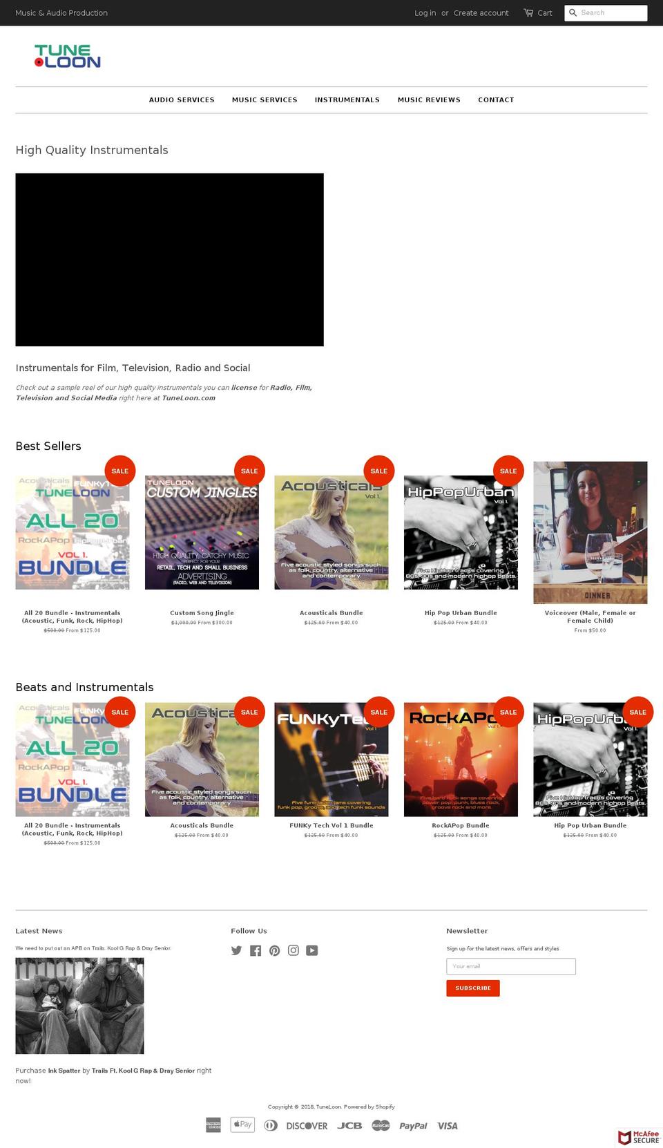 tuneloon.com shopify website screenshot