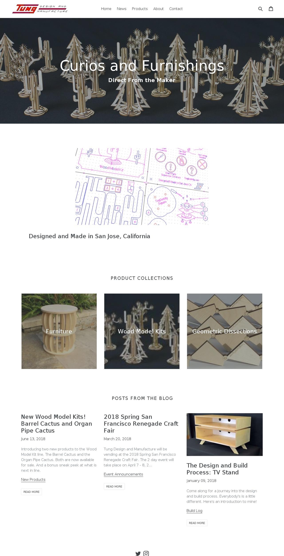 tungdsnmfg.com — Shopify storefront screenshot