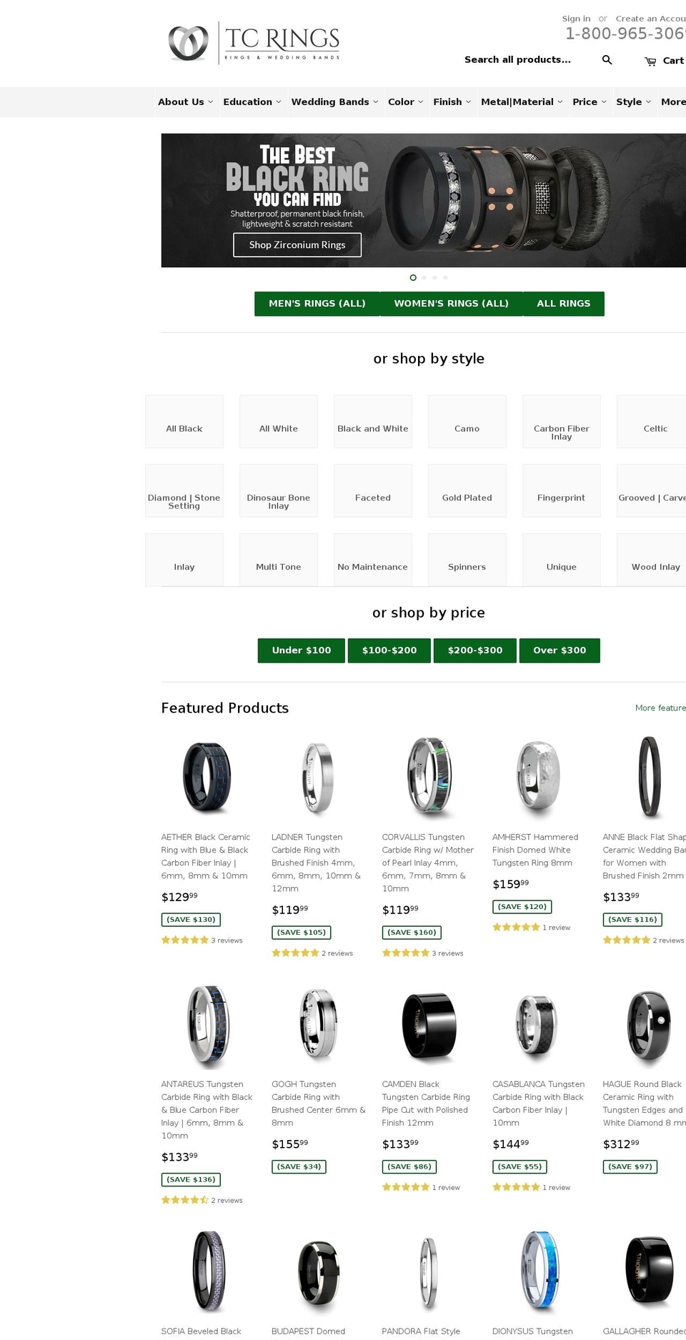 tungsten-carbide-rings.net shopify website screenshot