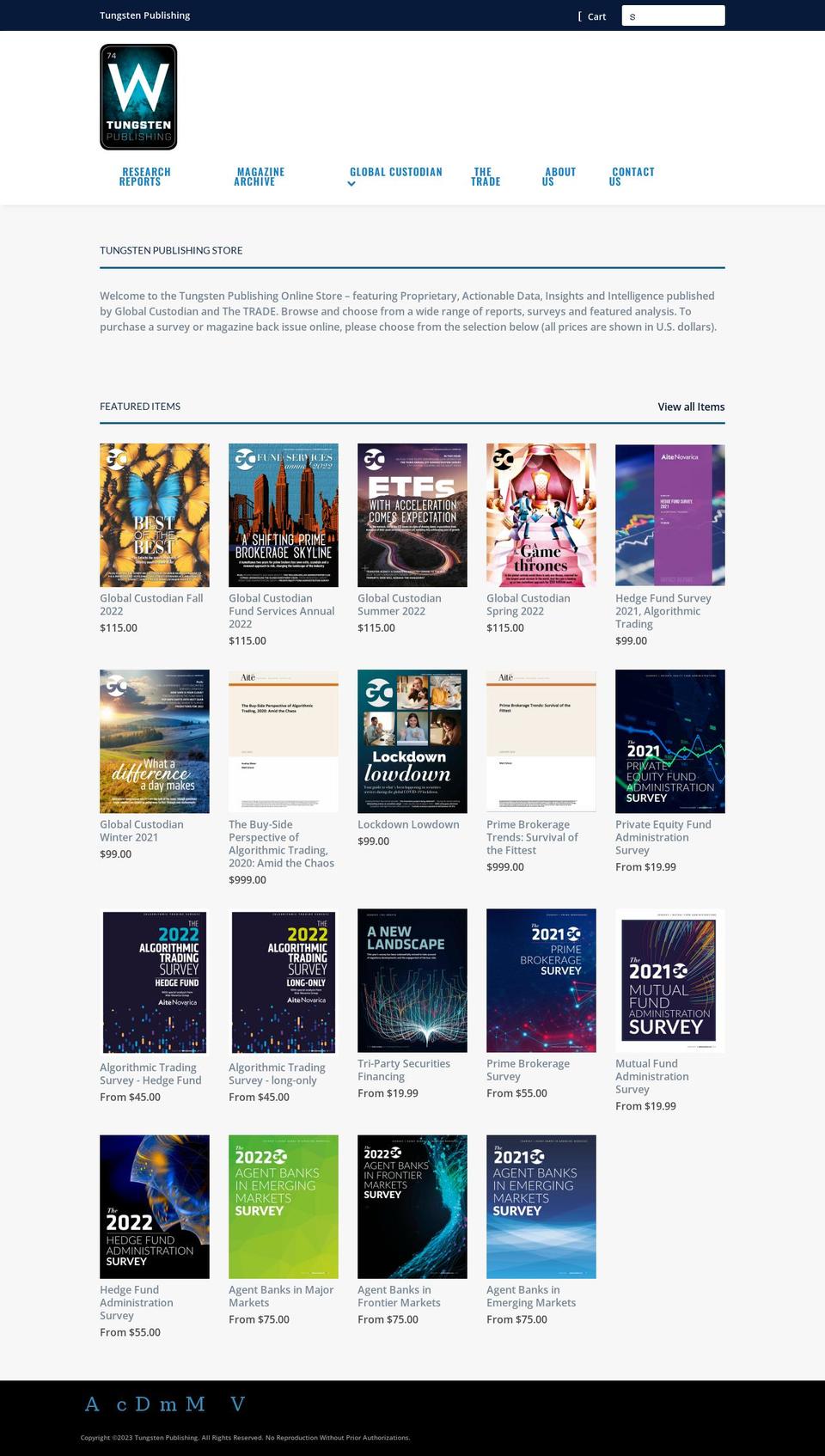 tungsten-publishing.myshopify.com shopify website screenshot
