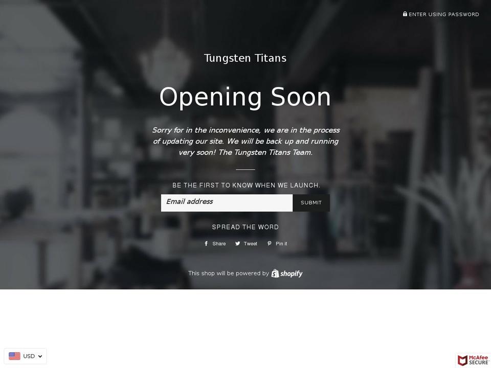 tungstentitans.com — Shopify storefront screenshot
