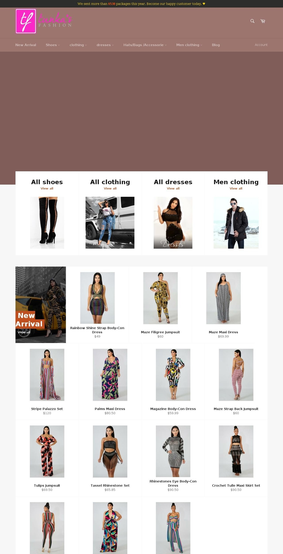 tunkasfashion.com shopify website screenshot