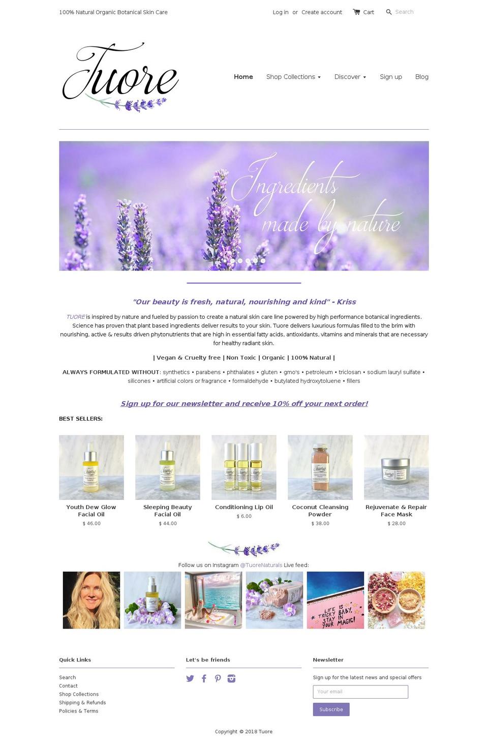 tuorenaturals.com shopify website screenshot