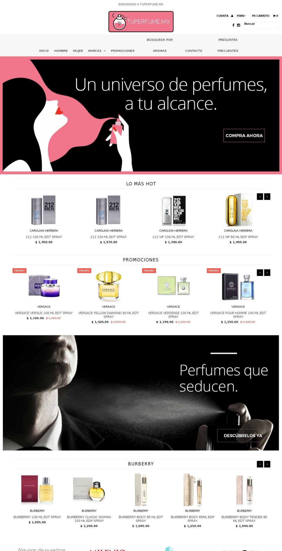 tuperfume.com.mx shopify website screenshot