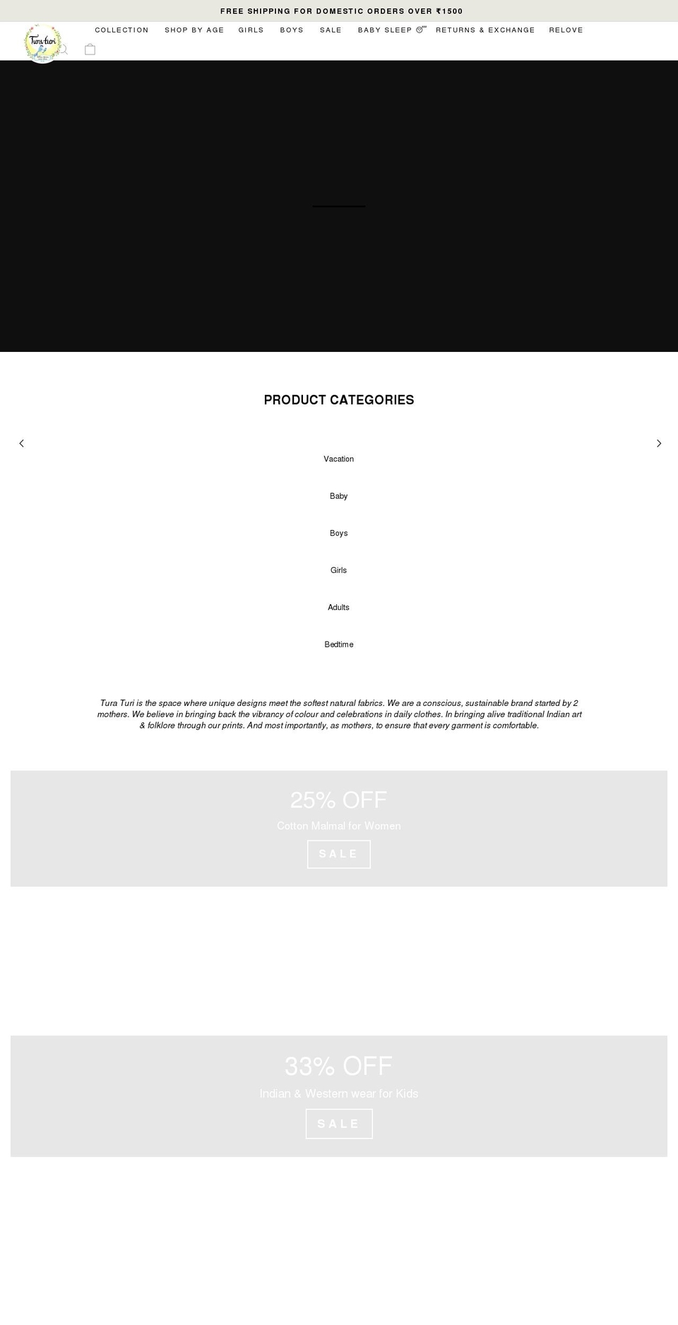 turaturi.com shopify website screenshot