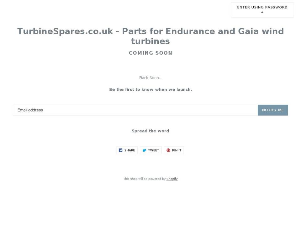turbinespares.co.uk shopify website screenshot