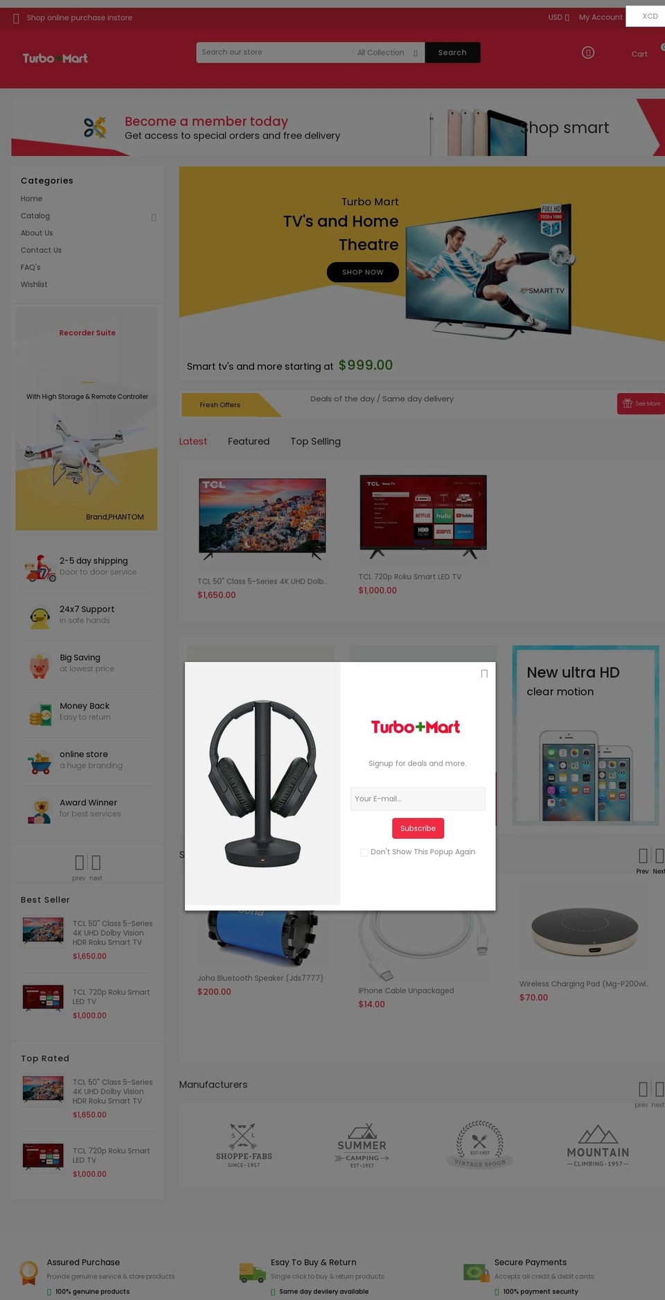 MegaShop Shopify theme site example turbo-mart.com