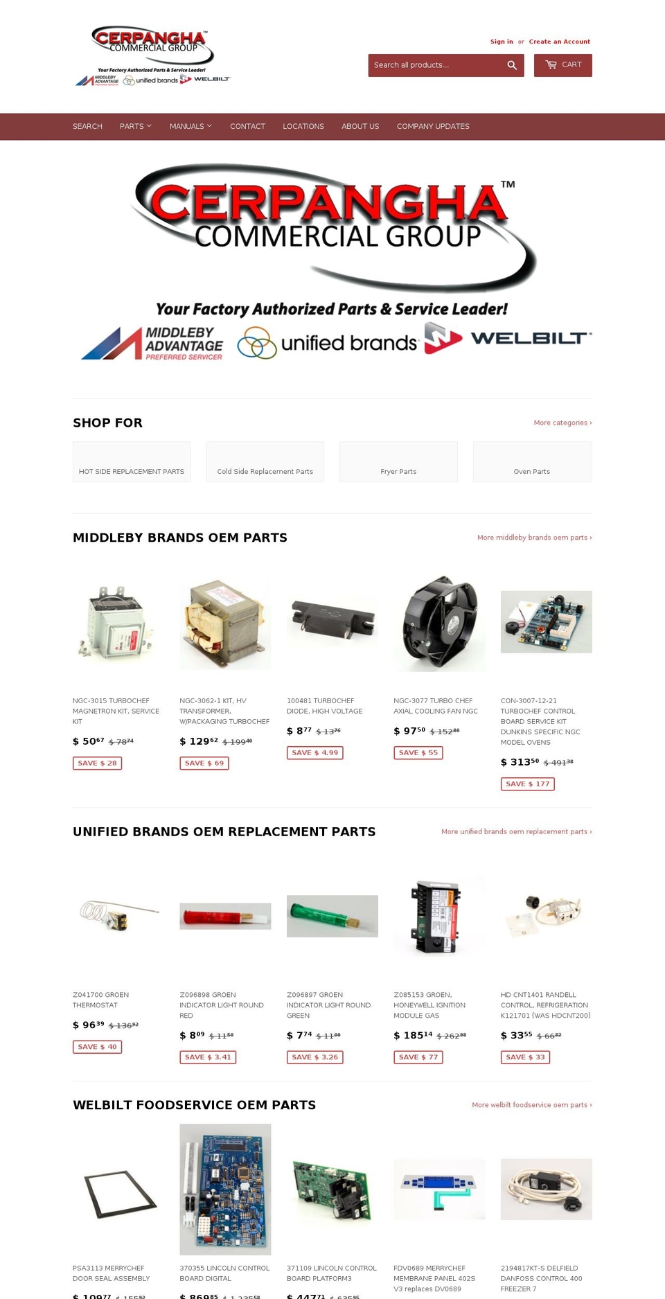 turbochefparts.net shopify website screenshot