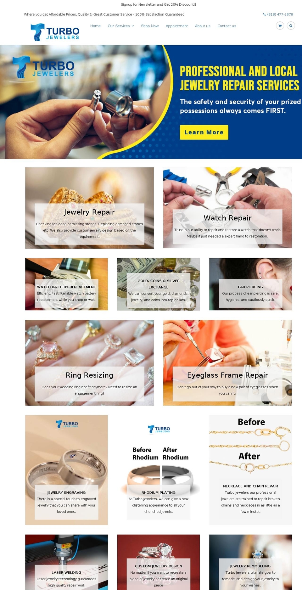 turbojewelers.com shopify website screenshot