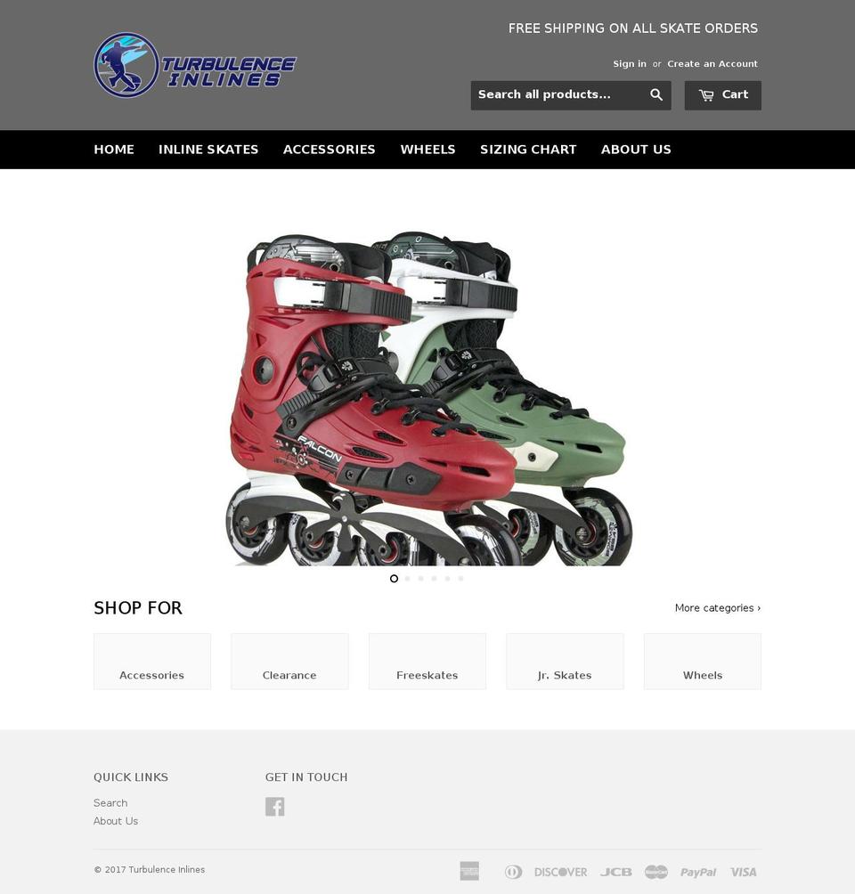 turbulence-inlines.com shopify website screenshot