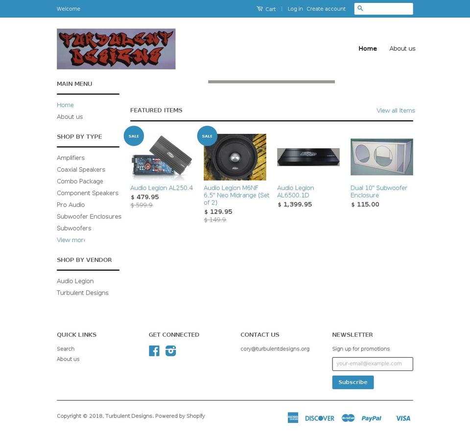 turbulentdesigns.org shopify website screenshot