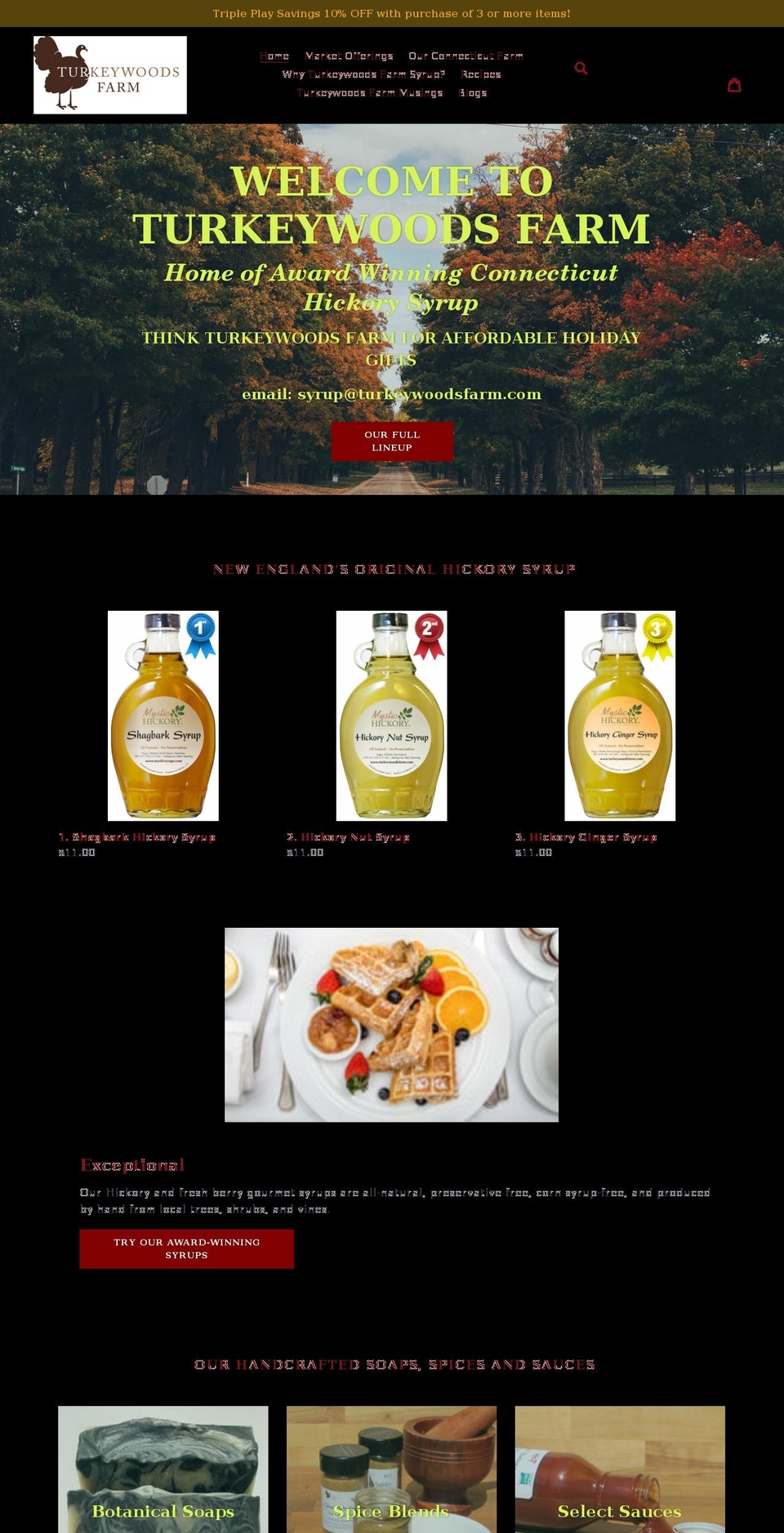 turkeywoodsfarm.com shopify website screenshot