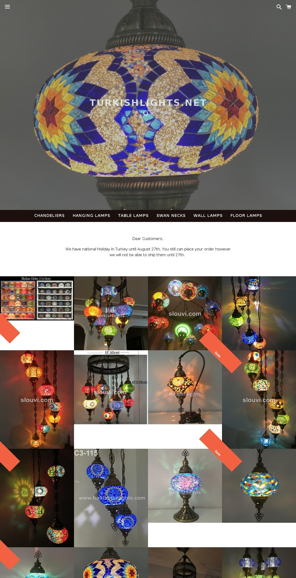 turkishlights.net shopify website screenshot