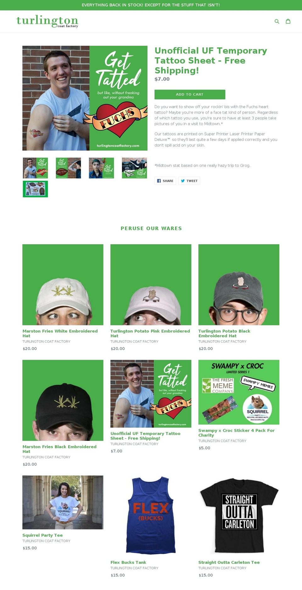 turlingtoncoatfactory.com shopify website screenshot