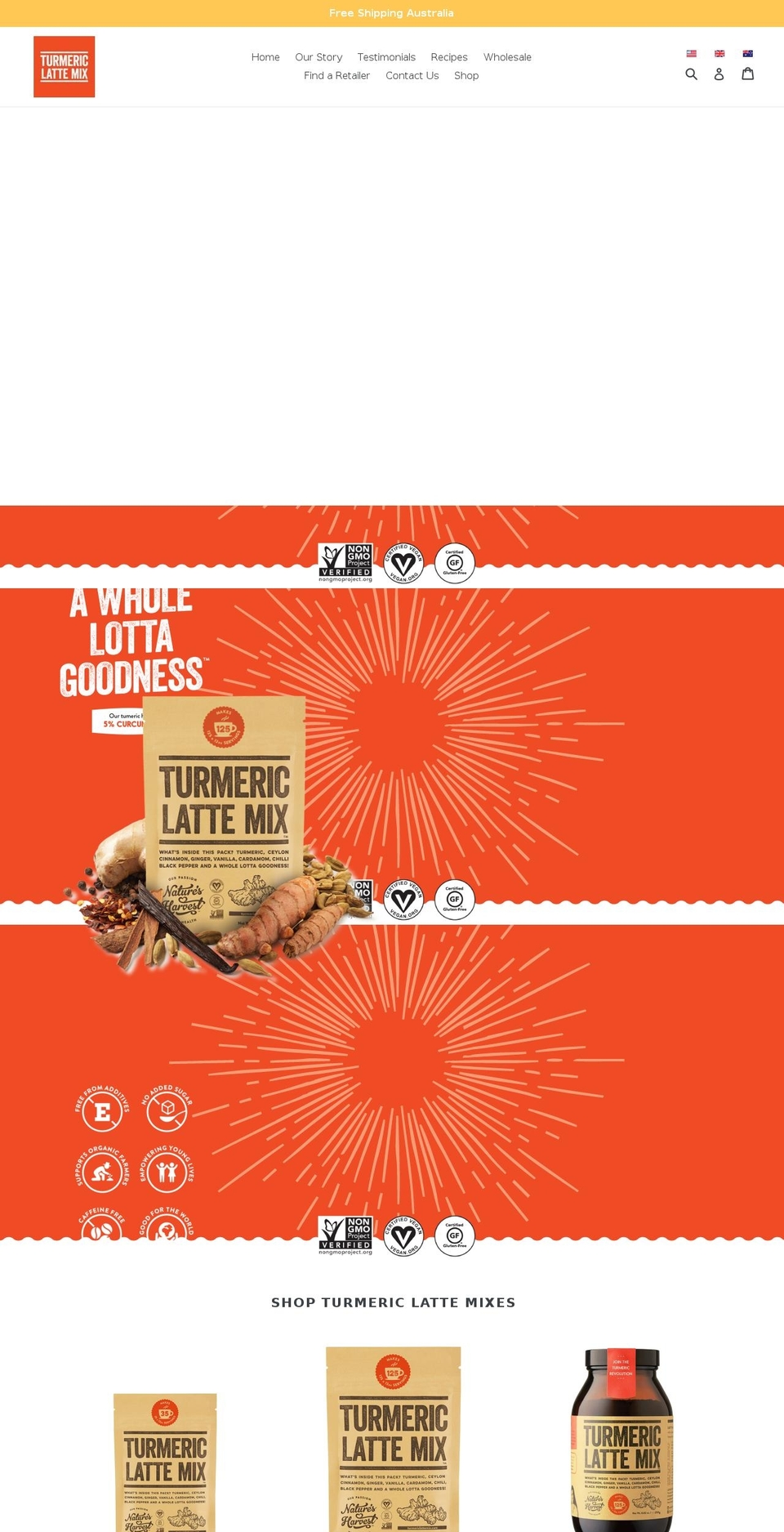 turmericlattemix.com.au shopify website screenshot
