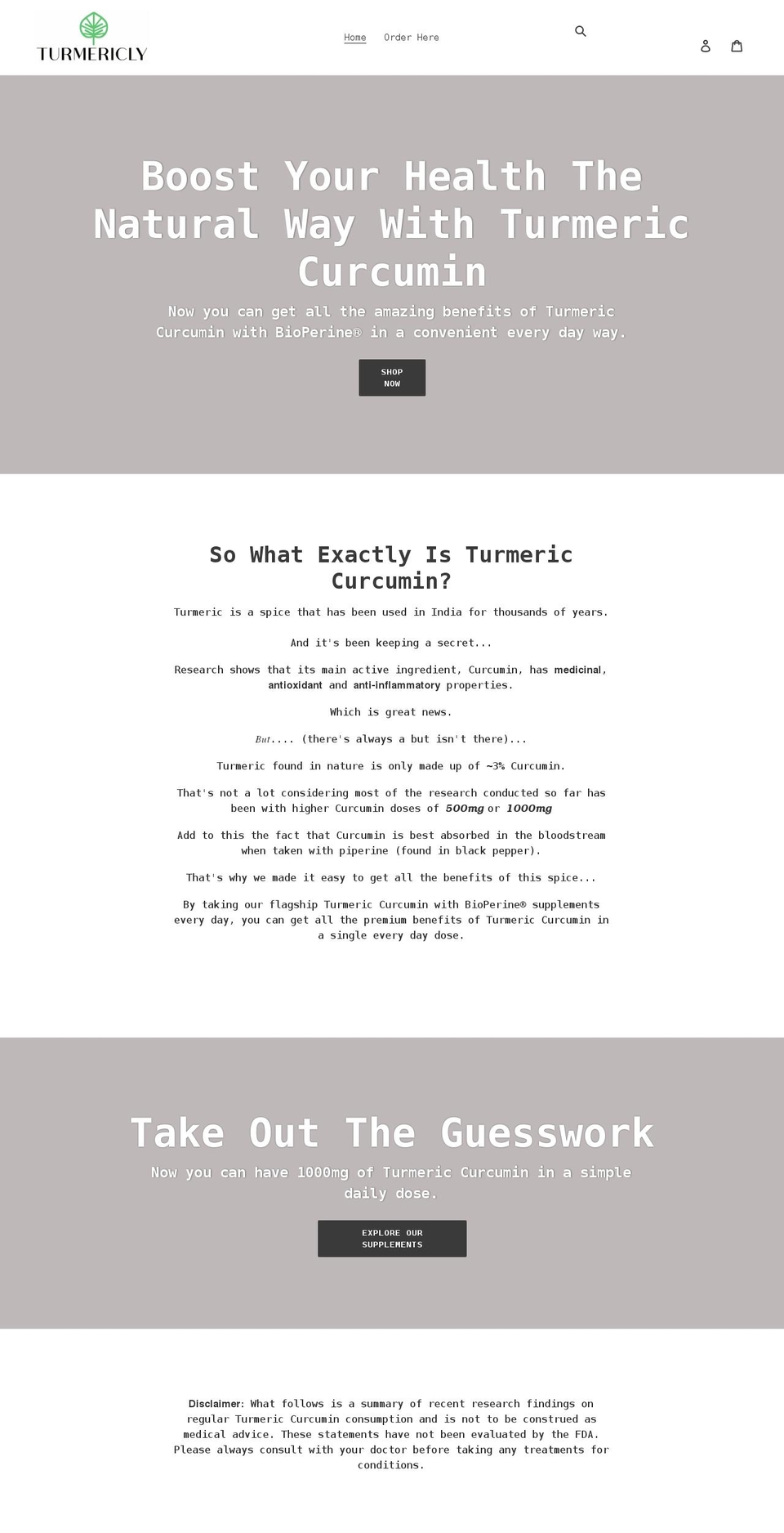 turmericly.com shopify website screenshot